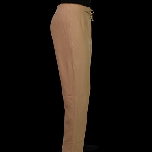 Oscar de La Renta Trousers Tan Wool Chain High Waist Dress Pant Tapered 2 Petite - Picture 10 of 12